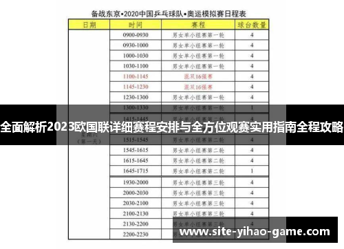 全面解析2023欧国联详细赛程安排与全方位观赛实用指南全程攻略